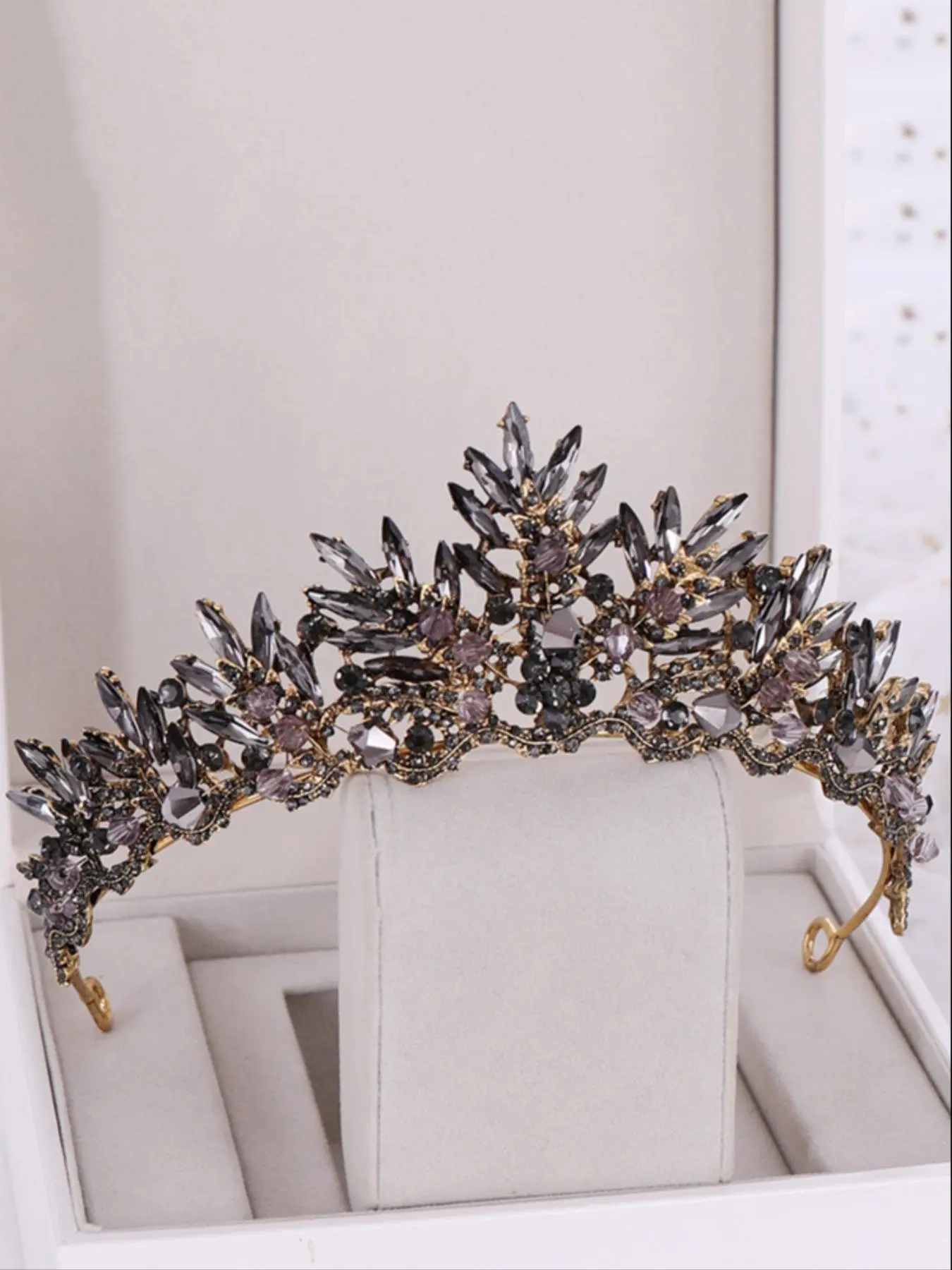 Rhinestones Decor Crown Tiara, Vintage Style Headband for Wedding Bridal Party Formal Occasions, Fashion Accessories for Women