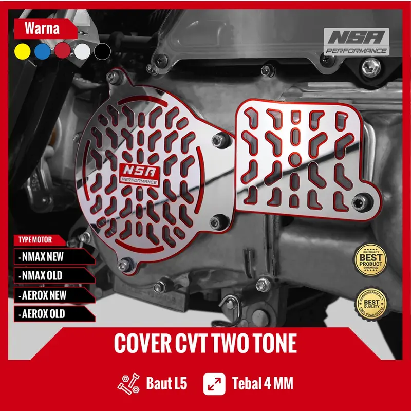 NSA COVER CVT NMAX NEW AEROX NEW AEROX OLD TUTUP CVT YAMAHA NMAX AEROX NEW COVER CVT AKRILIK 1 SET DENGAN RING BAUT TWO TONE Motor Motorcycle Karet 0