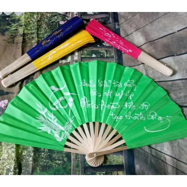 Quạt vải thư pháp Minh Anh Home, size 22, 27, 30, 35 cm Gỗ Làm mát Decor