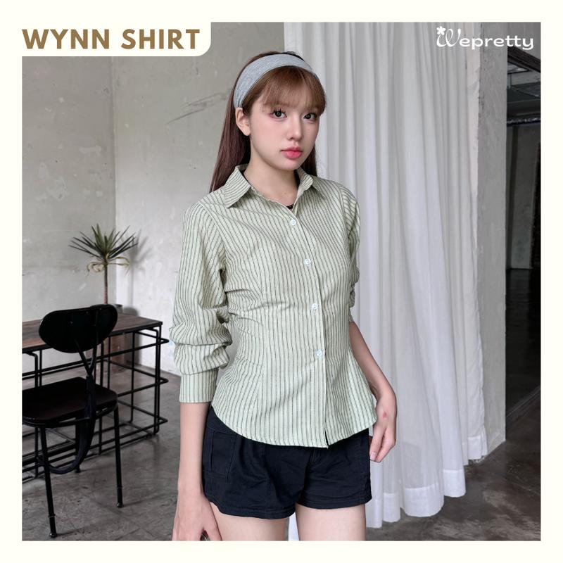 WYNN SHIRT - AH30 Áo sơ mi nữ kẻ sọc phối nơ chất liệu thô kate Wepretty Clothes phong cách Hàn Quốc dễ thương