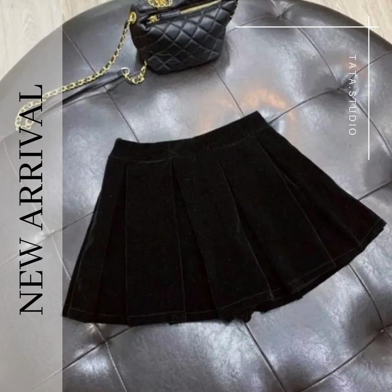 Chân Váy Nhung Xếp Ly Nữ Women [ TATA STUDIO ] 0
