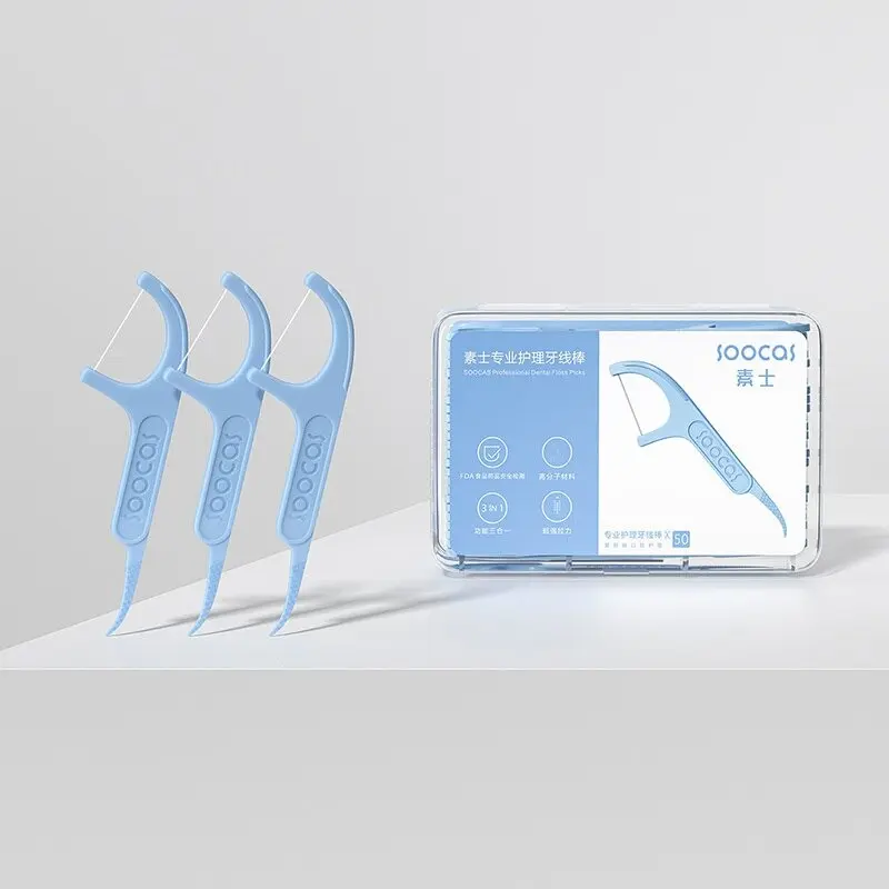 Terbaik SOOCAS Dental Floss Benang Gigi Pembersih Plak Gigi 50 Pcs - D1 - Light Blue 0