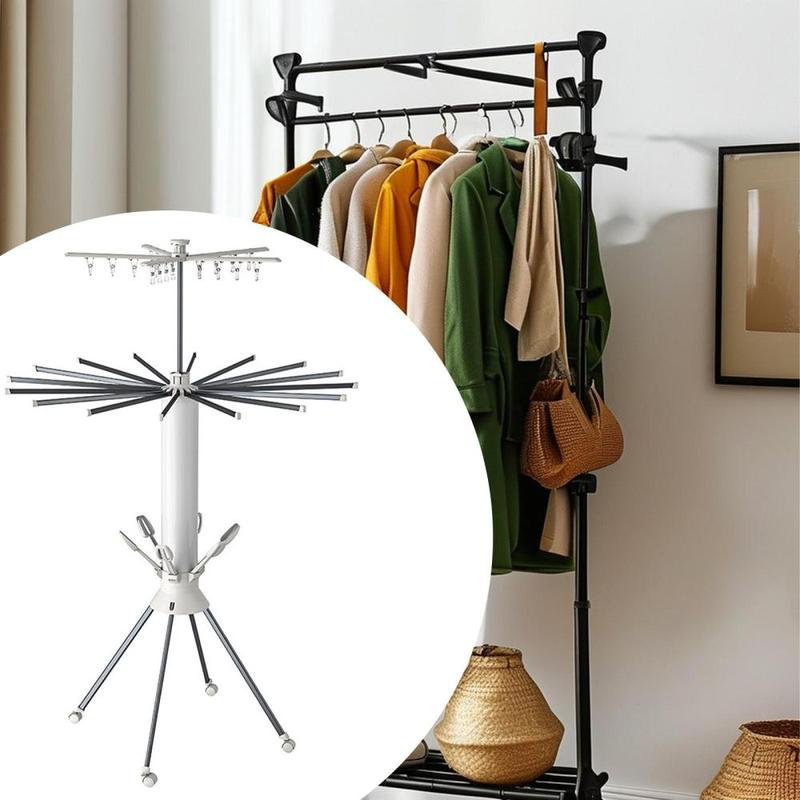 Laundry Racks Folding Accessories Portable 16 Rods 3 Tier Modern ...