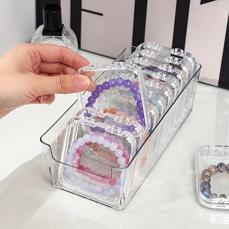 Bộ Sắp Xếp Trang Sức Acrylic Trong Suốt, 10 Cái, Có Thể Xếp Chồng, Hộp Trưng Bày Vòng Tay Có Nắp Đậy, Làm Bằng Nhựa, Trong Suốt, Chống Bụi, Thích Hợp Cho Hạt, Dây Đeo Tay Và Lắc Tay 5