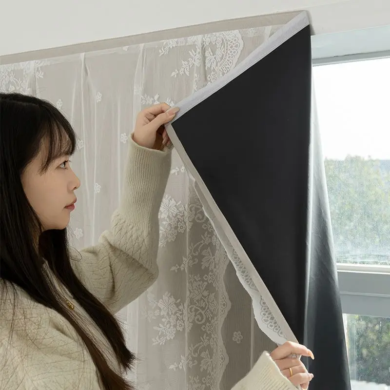Rèm Che Nắng Toàn Bộ, Màn Ngắn, Thích Hợp Cho Nhà Cho Thuê, Phòng Ngủ, Cửa Sổ Vịnh, Lắp Đặt Không Cần Đục Lỗ, Keo Dán Velcro, Chặn Cửa Sổ Nhỏ 2024