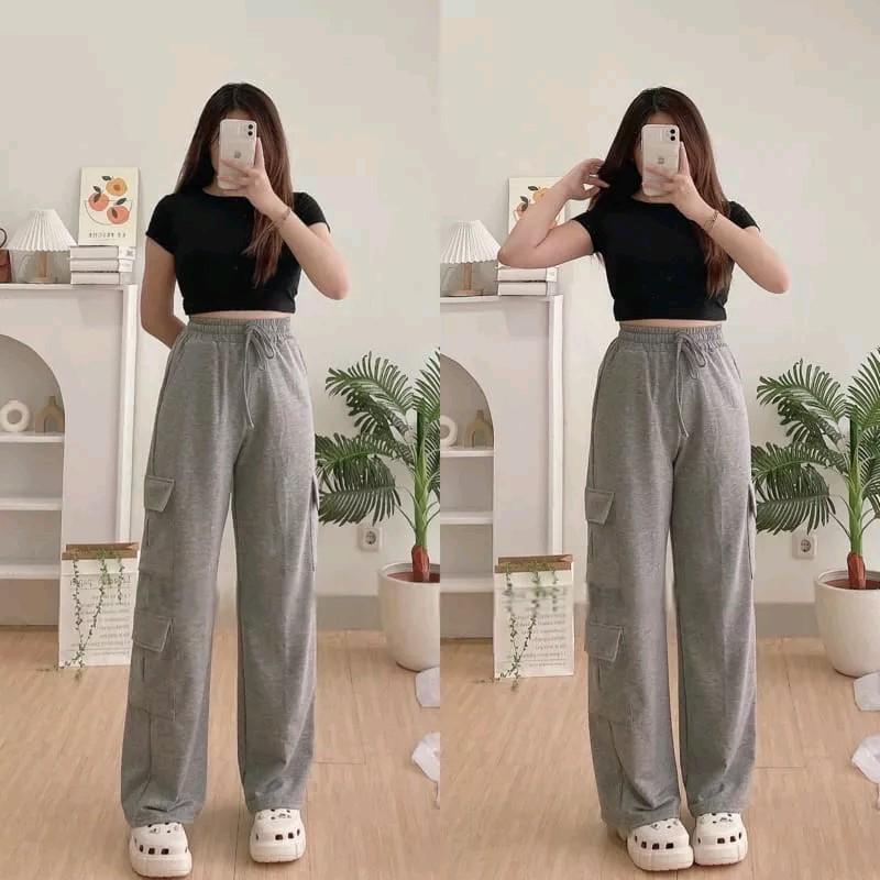 Kelly Cargo Pants dewasa/ Kulot Cargo/Loose Cargo Celana Panjang Wanita 5