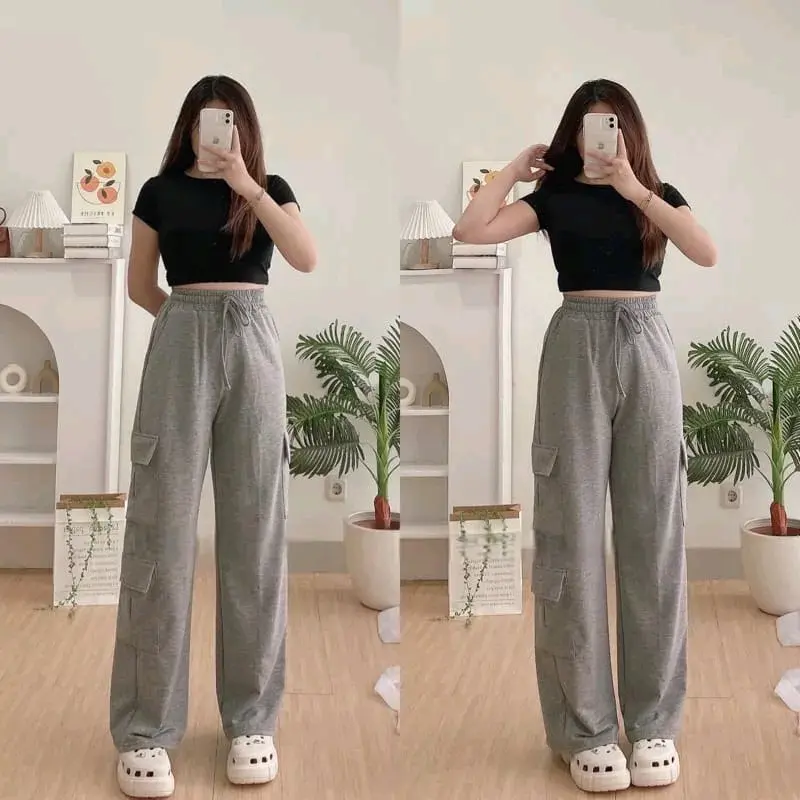 Kelly Cargo Pants dewasa/ Kulot Cargo/Loose Cargo Celana Panjang Wanita 4