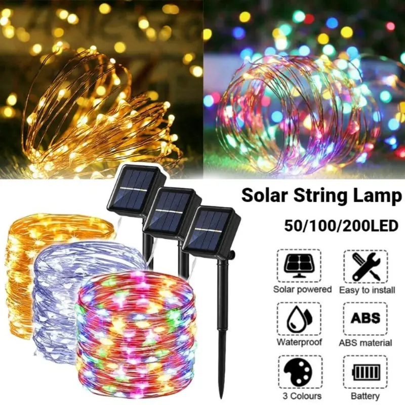 300 LED Solar Lights Fairy String Lights Outdoor Waterproof Garden Party Wedding Decor Raya Lampu