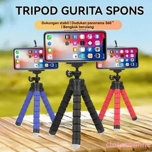 Tripod Mini Gurita 8 Lipat - Holder HP & Remote - Desain Lucu & Stabil - Untuk Meja Kerja/Mobil - Bahan Spons Lembut.pain