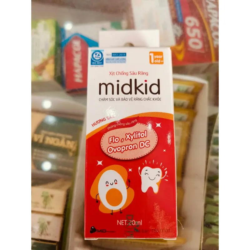 Xịt chống sâu răng Midkid vị nho 30ml cho bé từ 1 tuổi nuốt an toàn giúp làm sạch và bảo vệ men răng 3