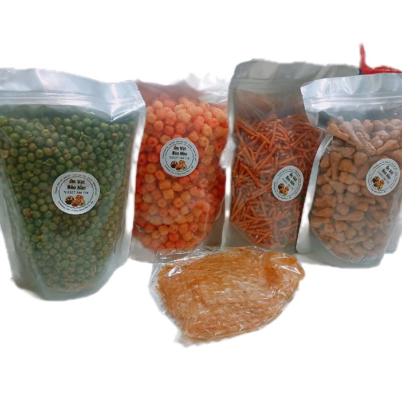 Combo 5 (2kg) đậu hà lan, nui,bim bim que,snack đùi gà mỗi túi 500gram Nuts Ăn Vặt banh tuoi tho Food bimbim  que bim  bim