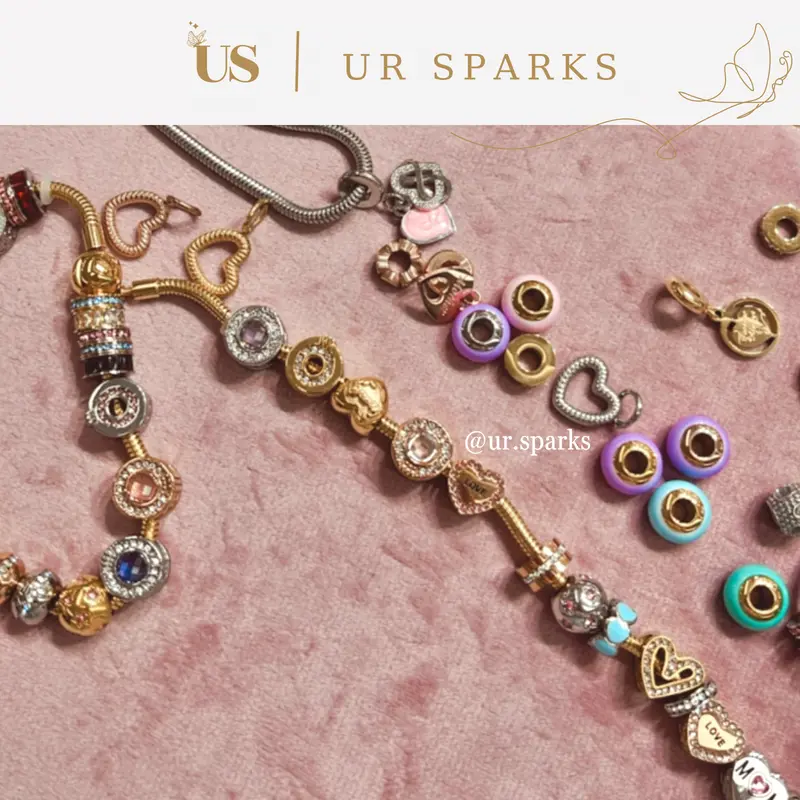 Ur.sparks • DIY Charms SILVER JUNTAI (Full Titanium) • DIY Beads atau Charms Anti Karat (Gelang dijual terpisah) Kotak 1