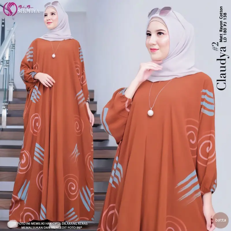 ( BISA COD ) Gamis Kaftan Terbaru Motif Badnyamuk muslim nyaman Panjang Rayon Wanita Dress Batik Pekalongan 4