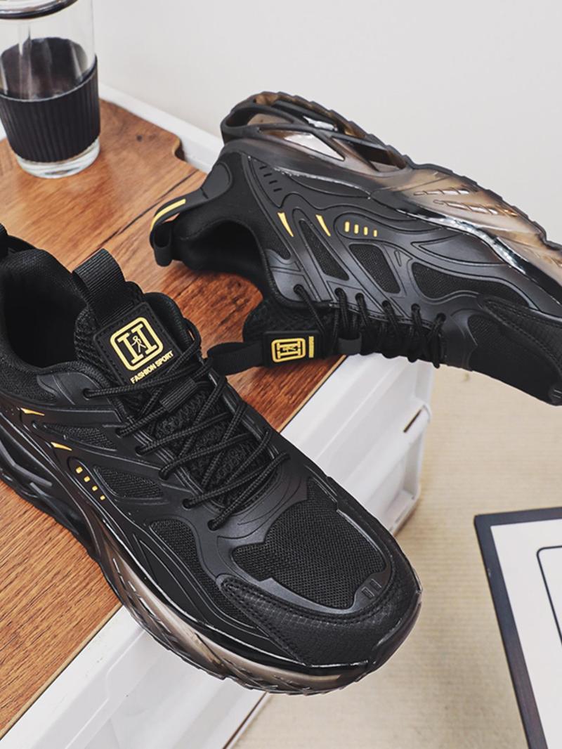 Product Introduction of Men's Fashionable Random Print Lace Up Sneakers, Casual Breathable Comfortable Sports Running Shoes, Male All-match Round Toe Shoes for Daily Wear 4