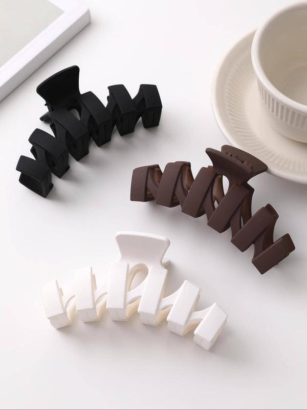 Simple Plain Color Large Hair Claws, 3pcs Casual and Versatile Large Shark Clip for Women & Girls, Elegant All-match Fashion Hair Accessories for Daily Commute Use 4