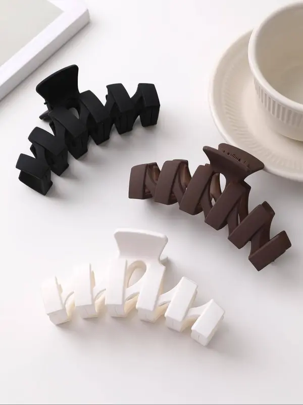 Simple Plain Color Large Hair Claws, 3pcs Casual and Versatile Large Shark Clip for Women & Girls, Elegant All-match Fashion Hair Accessories for Daily Commute Use 4
