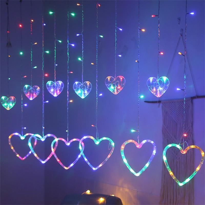 Product Introduction of Heart Design LED Fairy Curtain Light, Battery Powered Wire String Lights without Batteries, Novelty Ambient Lights, Suitable for Festival, Bedroom & Party Decor 1