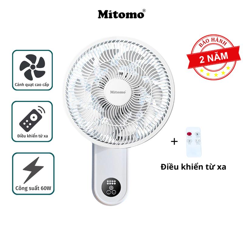 Quạt treo tường điện tử Mitomo FTT-60AEC, 3 cấp độ gió, đảo đa hướng, remote điều khiển từ xa - Bảo hành 2 năm - QuạT, Fan quatdien