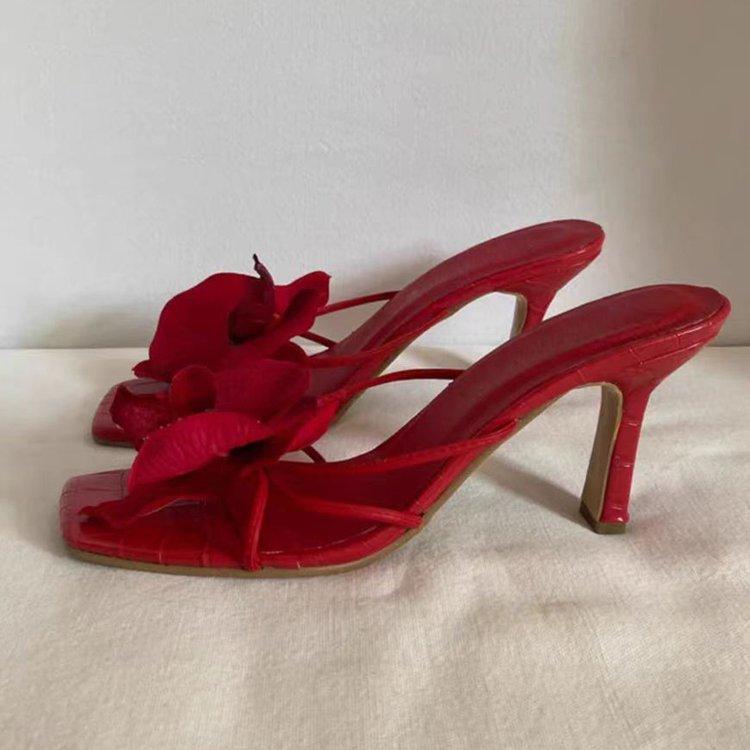 Women's heels stiletto Flower slip-on 8