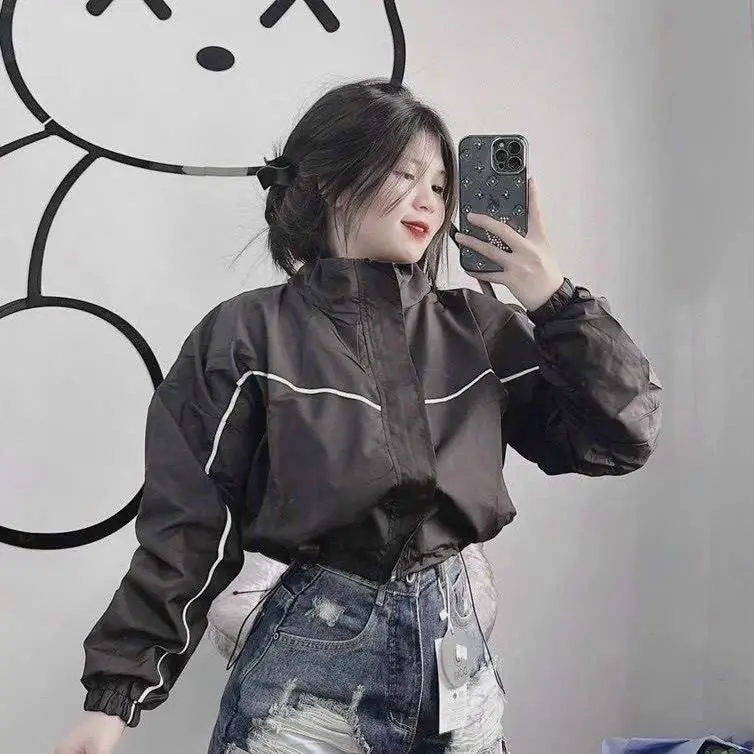 [TIK] Áo khoác gió nữ croptop viền đẹp cá tính hàng bao chất-A2094