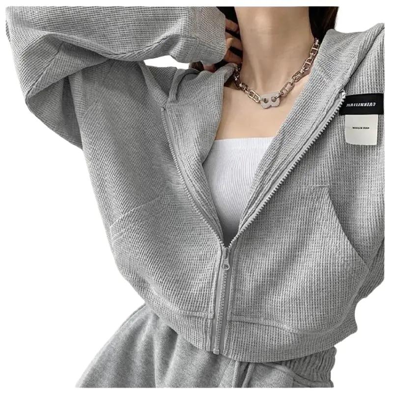 Áo Khoác Bánh Quế Ngắn Mỏng Cho Nữ, Áo Cardigan Ngắn Có Mũ Cho Học Sinh, Thể Thao Giải Trí, Hợp Thời Trang, Ins, Mới Jacket Top