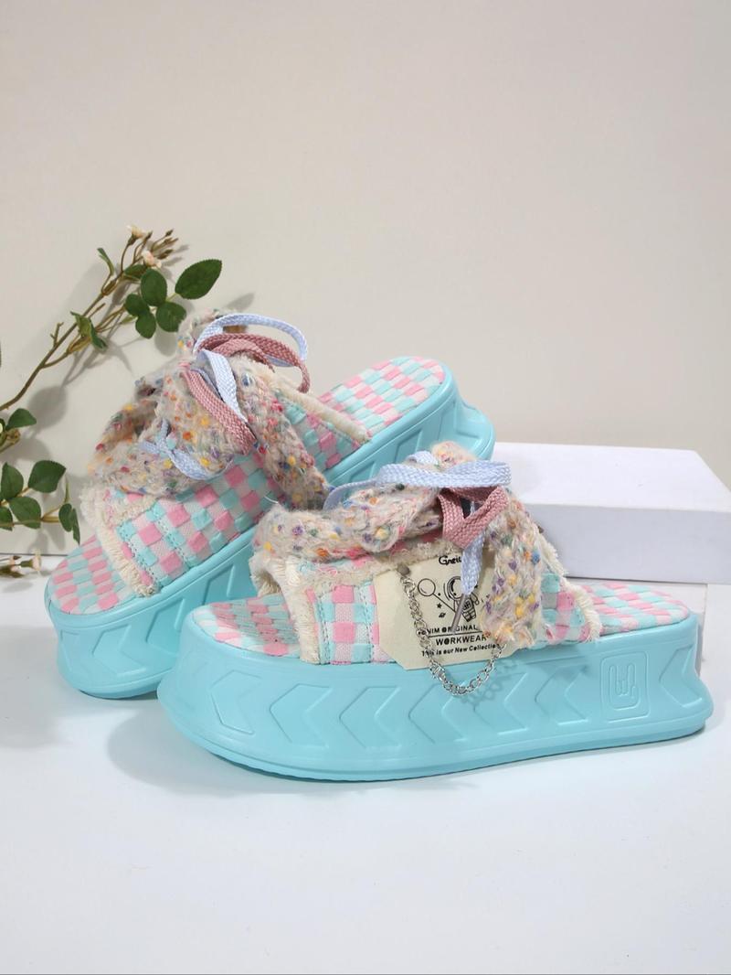 Product Introduction of Women's Fashionable Platform Sandals, Casual Comfortable Wedge Sandals for Daily Wear, Lightweight Breathable Shoes for Women & Girls, Summer 8