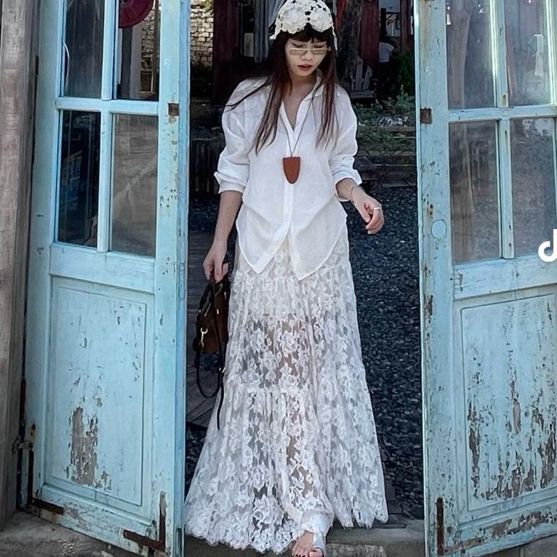 V21 - Váy ren Hoa Hàn Quốc ba tầng siêu xinh tiểu thư đi biển - Lót ngắn quyến rũ chân váy dài chân váy chân váy ren chân váy đang trend 2025 váy đi biển váy đi biển đẹp váy đi biển slay váy xinh đi biển