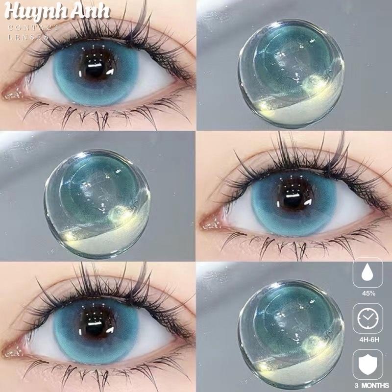 Lens Mắt Kính Áp Tròng xanh blue tây không viền giãn ít blue A3463 Giá 1 Đôi + Kèm Khay Dụng Cụ