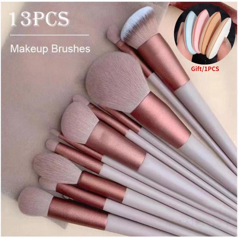  Bộ cọ trang điểm 13 miếng với túi tiện lợi gồm bông phấn mềm và nhiều dụng cụ làm đẹp quà tặng lý tưởng cho bạn gái kèm bột đánh răng ngón tay cái. 