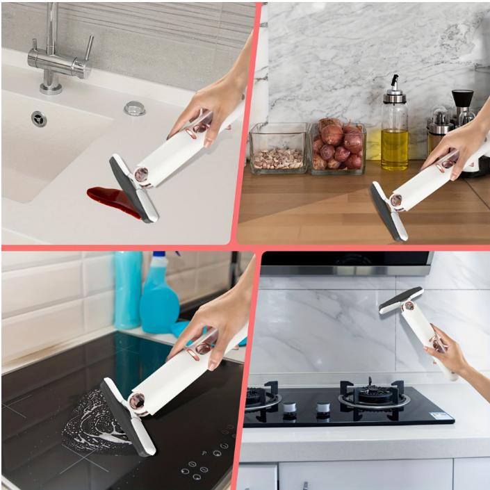 Cây Lau Bàn Bếp Tự Vắt Thông Minh Mini 25cm, Bọt Biển Siêu Thấm Hút Đa Năng, Gập Gọn Lau Sàn Cây Lau Nhà 1