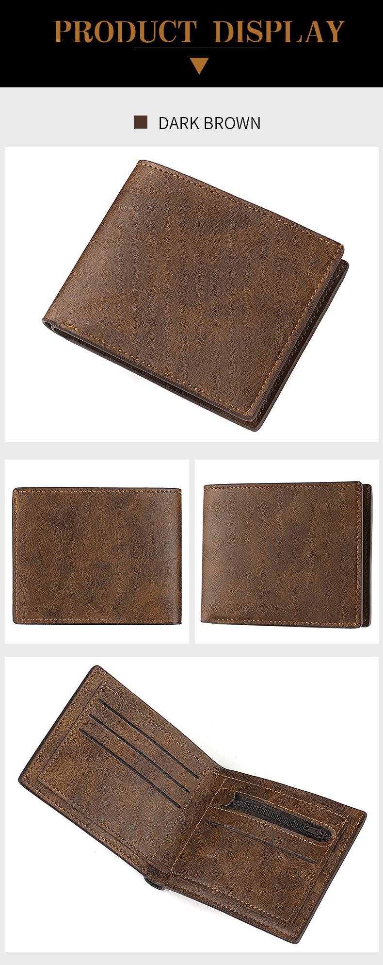 Product Introduction of Horizontal Wallet Wholesale Men's Short Wallet Men's Student Leather Wallet Retro Wallet No Logo Factory In Stock 25