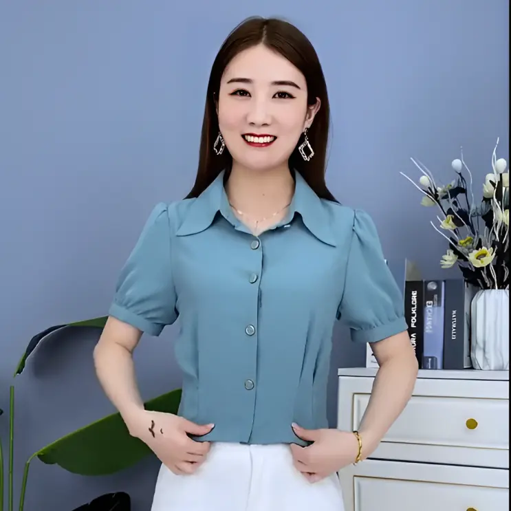 Áo Cộc Tay Nữ Cúc Bọc Sang Trọng Chất Manggo Thái Mềm Mịn VPT11