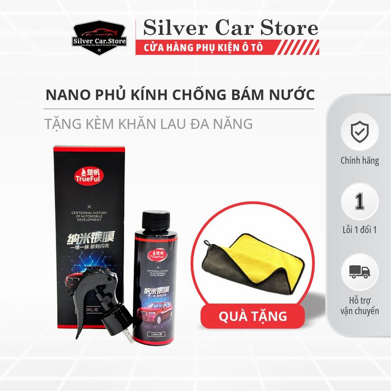 ( Tặng Khăn) Chai Xịt Nano Phủ Kính Ô Tô Chống Bám Nước Mưa Dung Dịch Chống Nước, Chống Bụi Bẩn