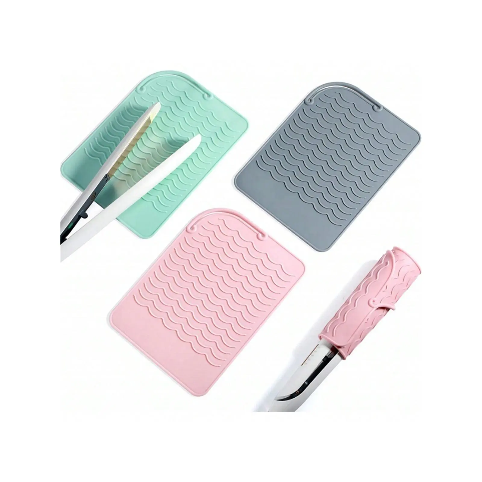 1/2pcs Silicone Heat Resistant Mat, Straightener Storage Pad, Prevents Damaging Table Surface From Hair Straightener & Blow Dryer, Convenient For Straightener Storage Comfort Multicolor