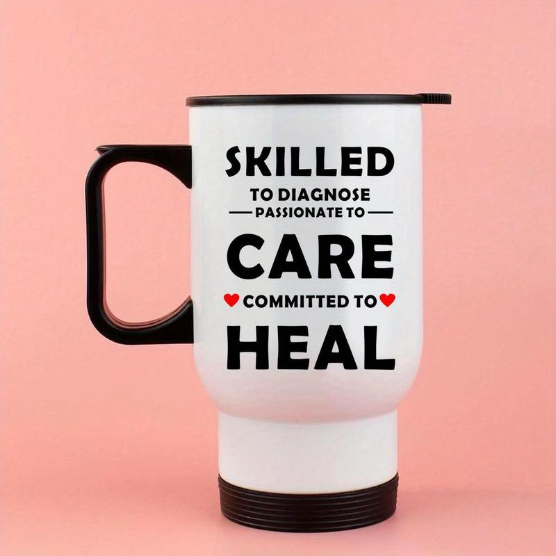 14oz Stainless Steel Car Cup, Skilled At Diagnosis, Passionate About Care, Committed To Treatment Model Themed, Funny Coffee Mug, Large Size Stainless Steel Cup, Drinkware 4