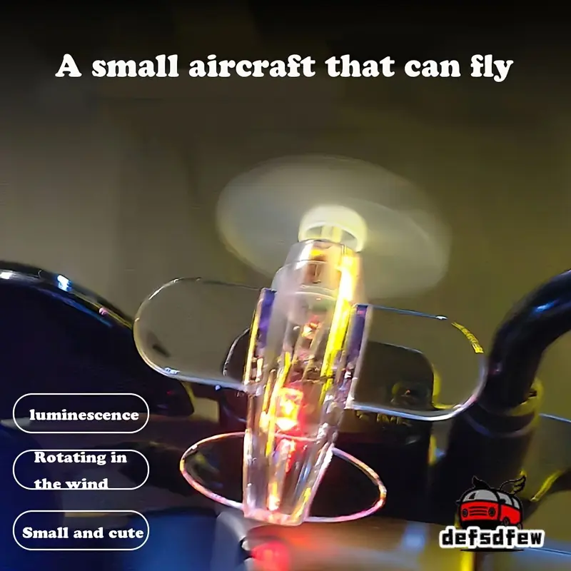 Electric Motorcycle & Car LED Colorful Lights - Wind-Powered Airplane Design, Plastic Interior Accessory