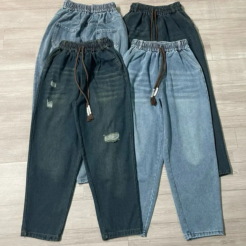 [40kg-70kg] Quần Jena Nữ Baggy Phong Cách Hàn Quốc HOTTREN 2025(freeship) - Cạp Chun Có Túi Dễ Phối Đồ