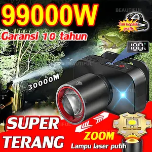 Stok siap【Garansi 10 Tahun】Versi terbaru Senter Kepala Super Terang Ultra terang tahan lama lampu depan 1000 lumen ultra terang zoom lampu depan 60WLED lampu depan / lampu depan luar bisa diisi USB zoom fokus difusi lampu depan olahraga tahan air