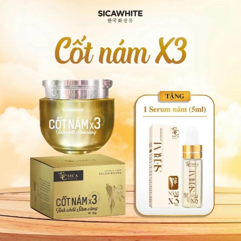 Cốt Nám Sicawhite x3 tặng serum, hỗ trợ giảm nám Sica white hộp 30 gram làm đẹp da , dưỡng ẩm da Women Chăm Sóc Da Nữ Skincare trang mặt
