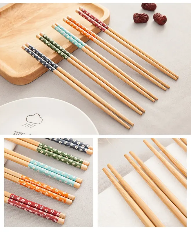 Sumpit Kayu Motif Bunga / Sumpit Kayu / Sumpit Kayu Bambu Motif Hiasan Bunga / Sumpit Makan Food Grade Plastik 1