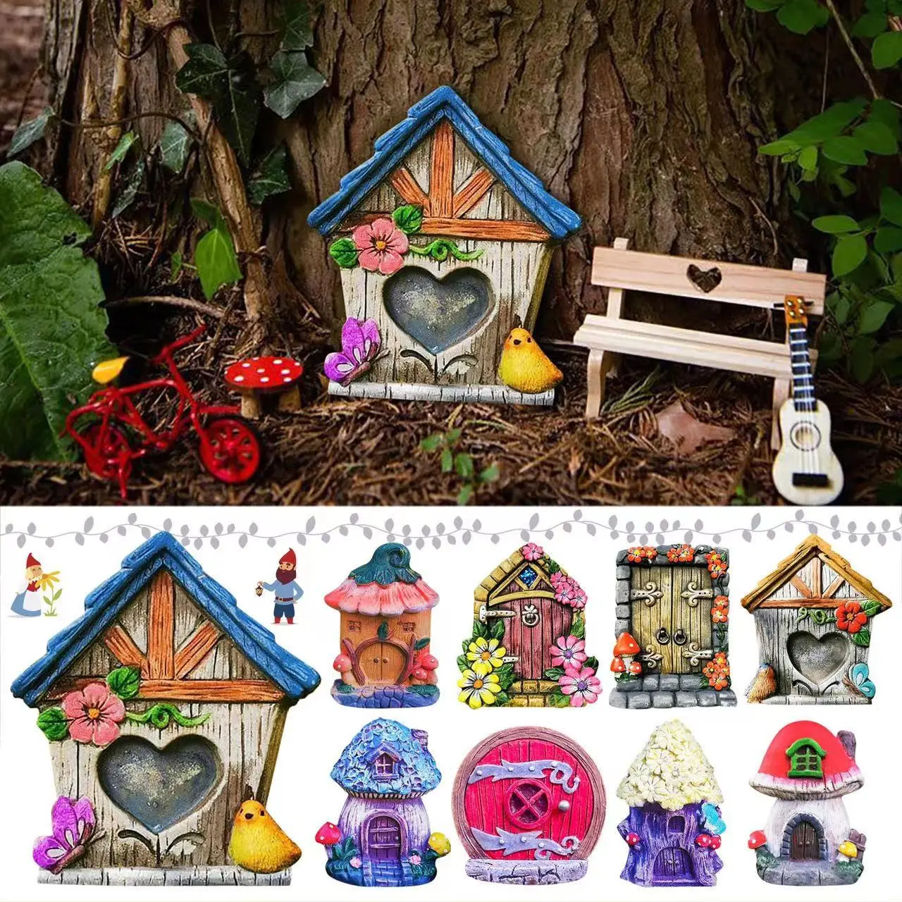 Elf Fairy Door Fairy Tale Door Courtyard Tree Decoration Wooden Ornament Garden Decoration Craft