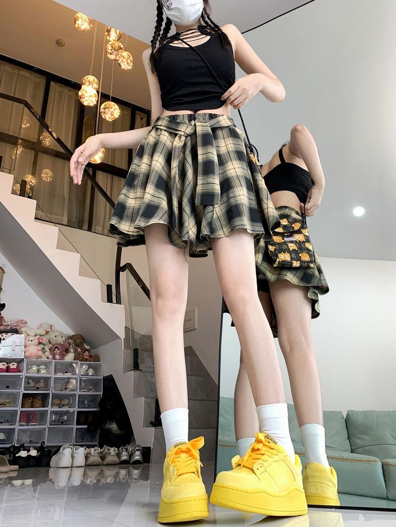Product Introduction of [Yzw]Chân Váy Kẻ Sọc Cổ Điển Bất Đối Xứng Dành Cho Nữ, Mùa Hè Dễ Phối Đồ Mỏng Vừa Vặn, Chống Lộ, Chân Váy Xếp Ly Chữ A Cô Gái Nóng Bỏng Mỹ 10