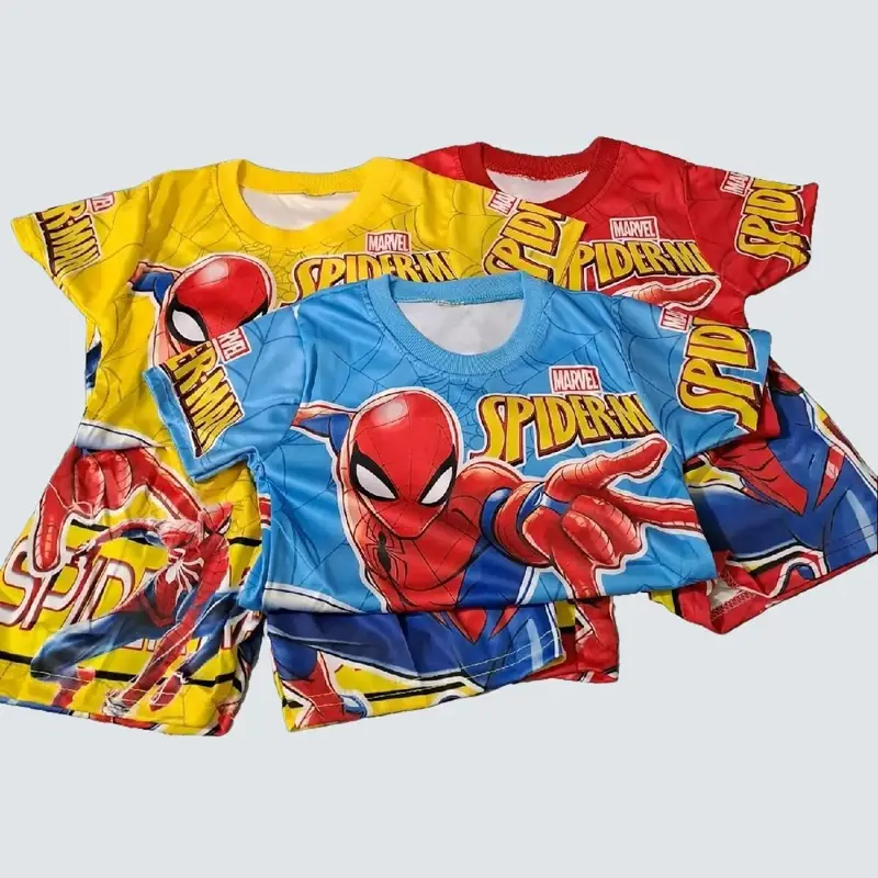 combo 3 bộ quần áo siêu nhân có tay chất vải thun 3d giành cho bé trai- 3bộ 3 màu khác nhau Tee T Tã 5