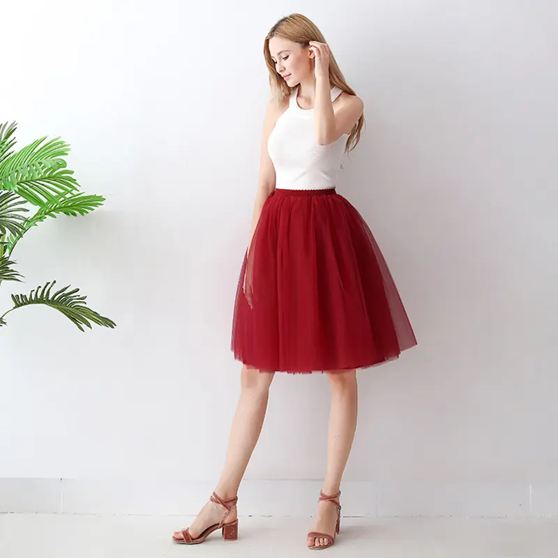 Váy Vải Tuyn Cho Nữ, Cạp Cao, Màu Trơn Nhẹ, Váy Tutu Sành Điệu, Màu Sắc Tươi Sáng, Thích Hợp Cho Mùa Hè 7