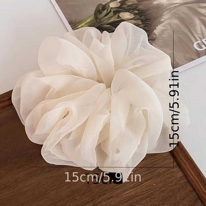 5pcs Large French Puff Chiffon Big Intestine Hair Rings 3