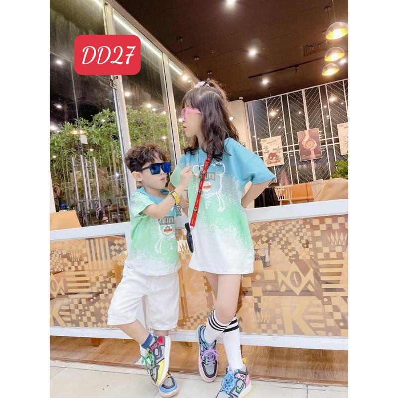 Áo Thun Gia Đình, Đồng Phục Gia Đình Đi Biển In Loang Gấu XANH LÁ DD27 3