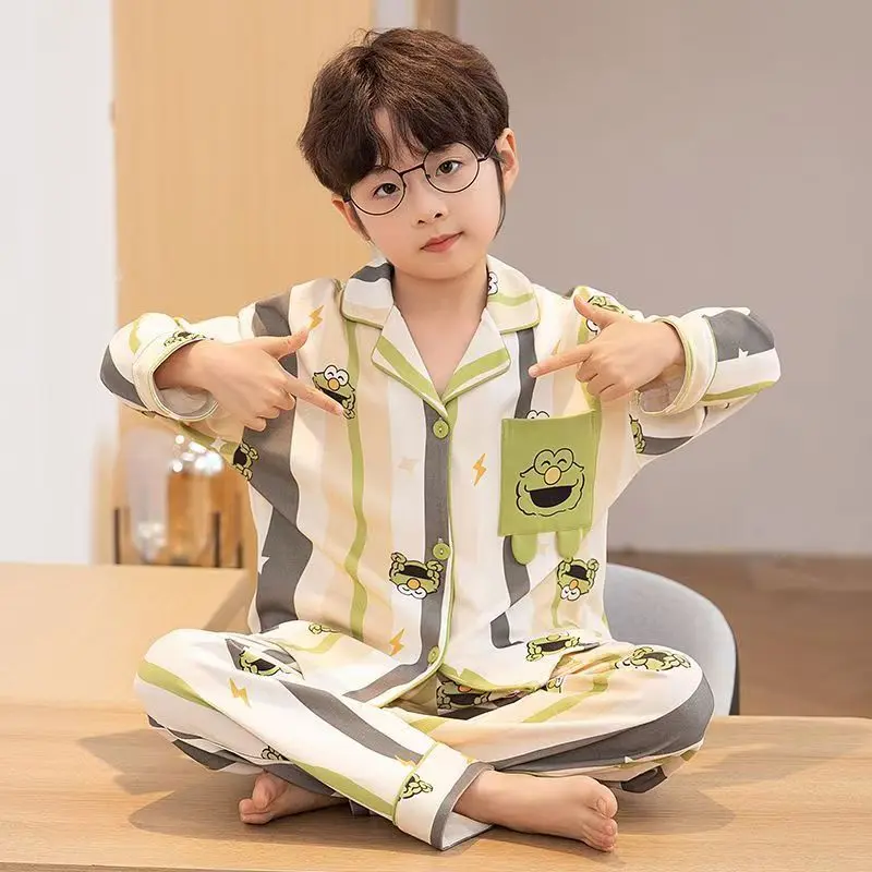 Đồ Ngủ Trẻ Em, Bộ Sưu Tập Mùa Xuân Và Mùa Thu Mới, Thích Hợp Cho Trẻ Trung Và Lớn, Bé Trai Nhỏ Áo Cardigan Mỏng Hoạt Hình, Bộ Đồ Dài Tay, Đồ Mặc Nhà Cho Bé Trai, Thiết Kế Hoạt Hình Dễ Thương, Năm 2025