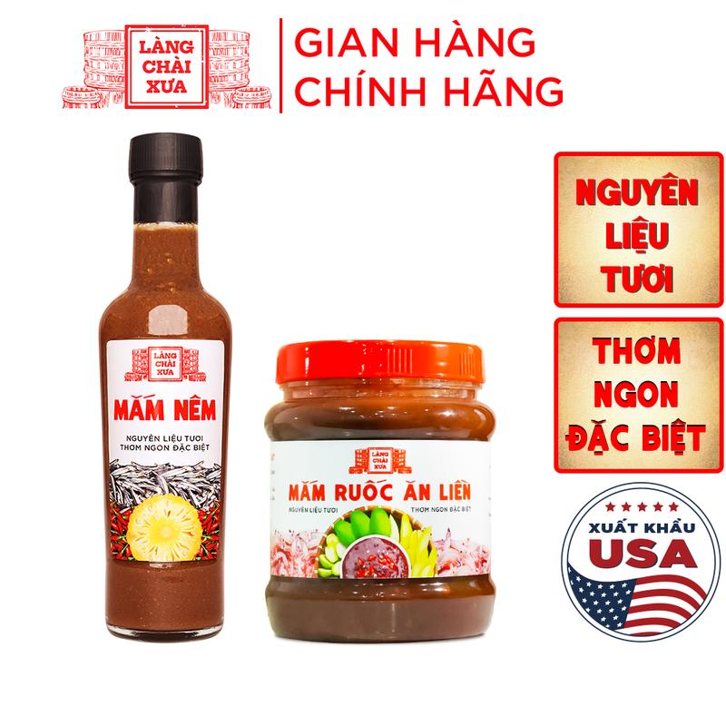 Combo MẮM RUỐC (400G) và MẮM NÊM PHA SẴN cao cấp Làng Chài Xưa, nguyên liệu tươi, thơm ngon đặc biệt, chai thủy tinh 300g