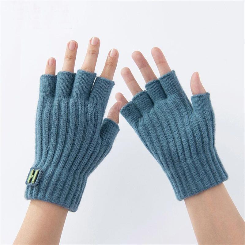 Product Introduction of Fashion Knitted Fingerless Gloves Thick Elastic Driving Gloves Warm Cold Proof Half Finger Gloves Winter 14