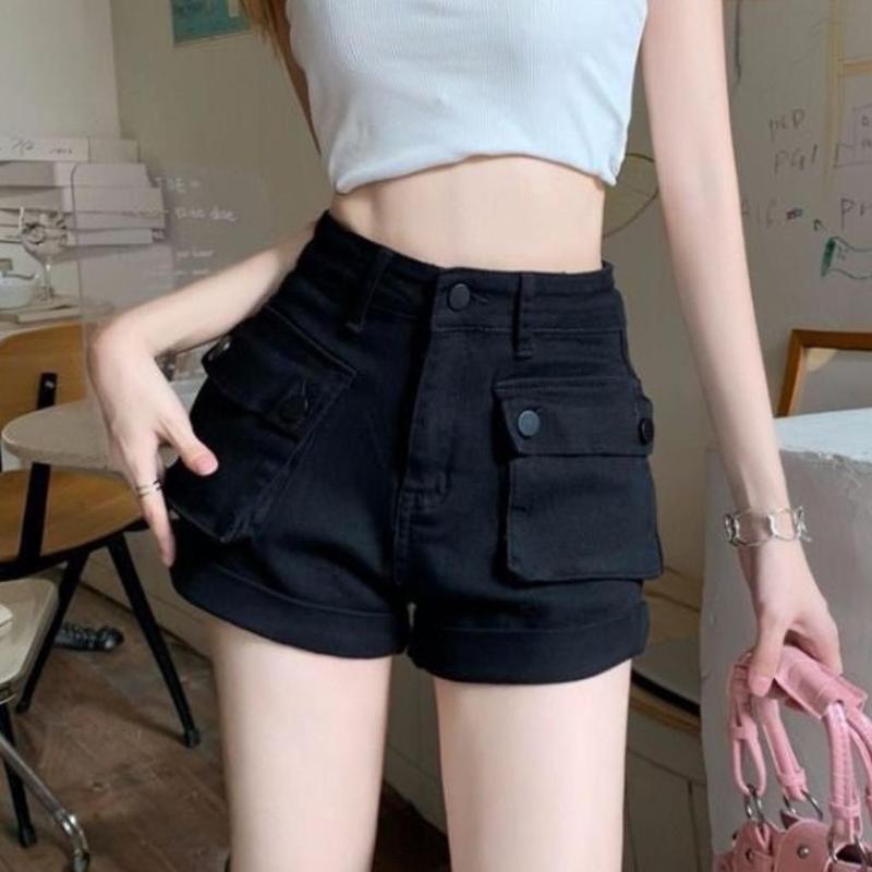 Quần sọt kaki nữ lưng cao phối túi hộp lật lai Xquin, Quần short đùi kaki có túi 2 bên phong cách Hàn Quốc 2